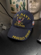 U.S. Navy Veteran Proudly Served 100 Cotton Adjustable Embroidered Cap Hat