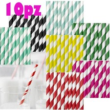 Party Color Paper Straws Stripes 10pcs 8706