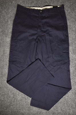 Dickies Navy Blue Cargo Pants 100% Cotton Straight Leg Loose Fit 36x34 NWT