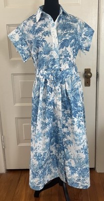New Collection Women s Medium New With Tags Blue And White Floral Midi Dress