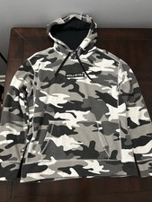 Men s Hollister Black and White Camo Hoodie Sweatshirt Size Medium