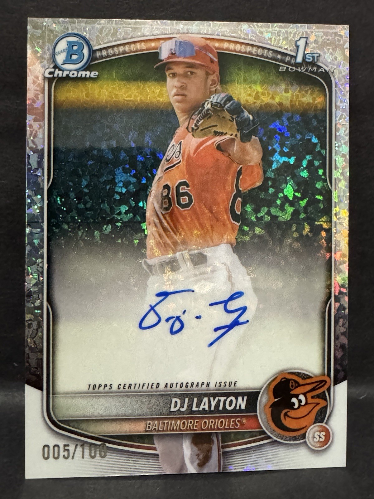 2025 Bowman Chrome DJ LAYTON 1st Bowman Auto Mini-Diamond Refractor /100