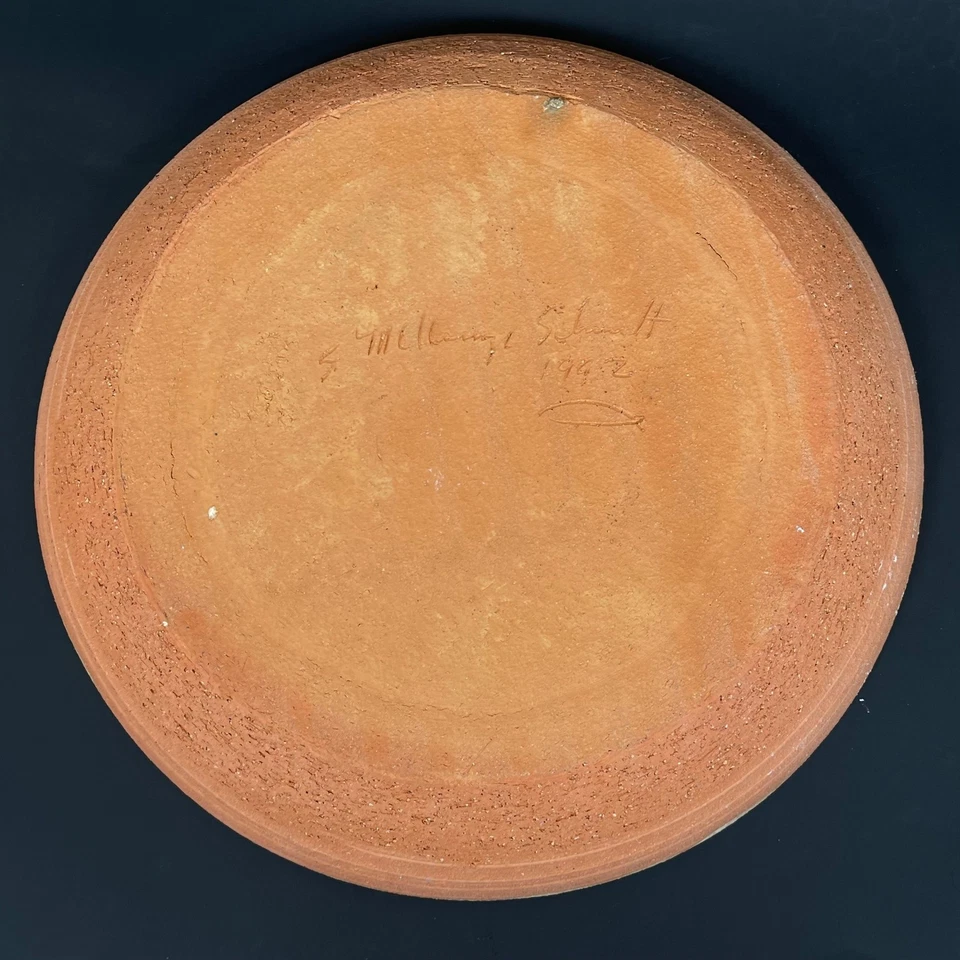 Plato de cerámica de arte popular vintage cordero león firmado 1992 granja rústica Foto 4 de 4