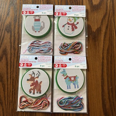 4 Creatology Christmas Cross Stitch Kits NEW Reindeer, Snowman, Cat, Llama