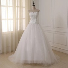 Plus Size Ball Gown Corset Wedding Dress Sweetheart Sequin Tulle Long Bride Gown