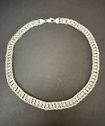 Vintage Sterling Silver 925 Chain Mail Persian Etched Ring Necklace 53gr 18 inch