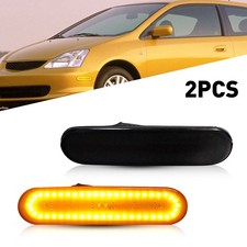 Pair Front Amber LED Bumper Side Marker Lamp For Honda Civic Si EP3 3DR 2002-05