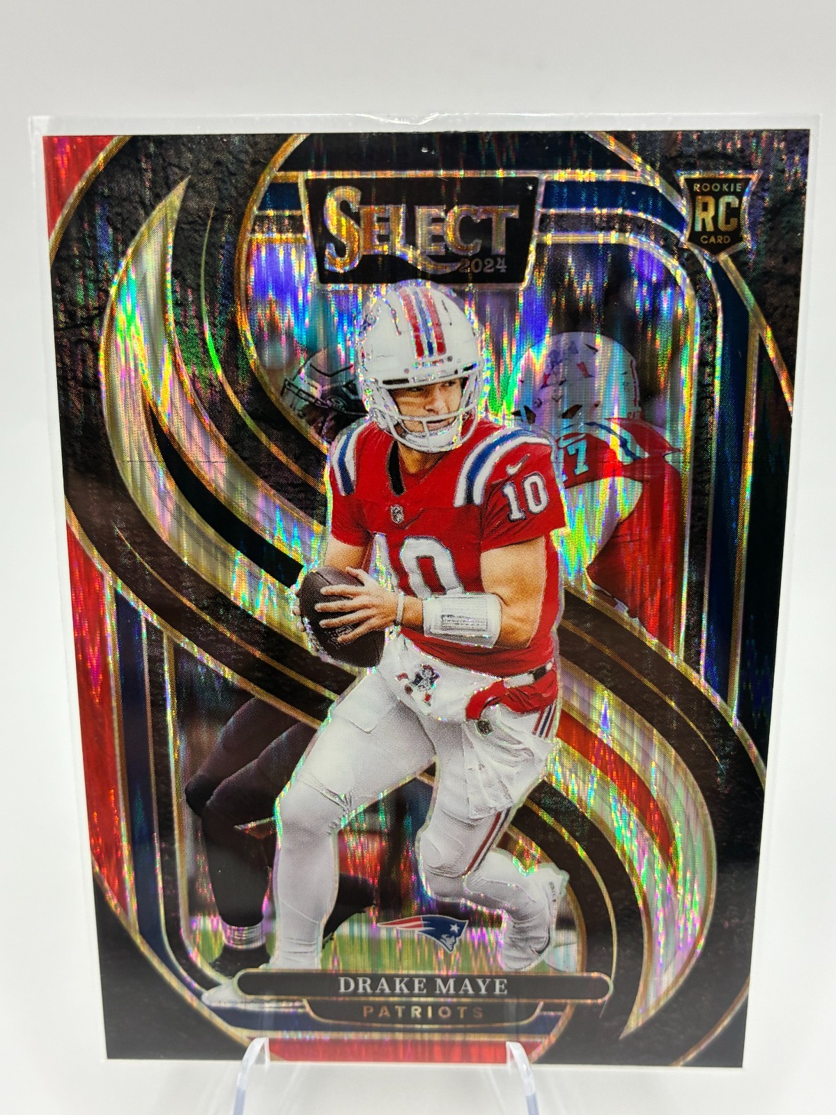 2024 Panini Select - Premier Level Drake Maye #113 Black & Red Shock Prizm (RC)