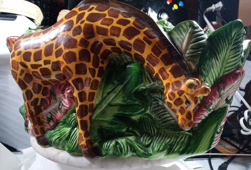 Vintage 1970's Hollywood Regency Palm Beach Style Giraffe Ceramic Planter