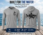 Shark Angler Boat Fishing T-Shirt UV Sun Protected UPF 50 Long Sleeve Hoodie