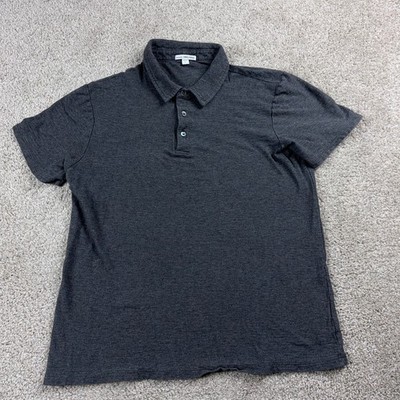 James Perse Polo Shirt Mens Medium 2 Gray Office Career USA Made Standard Point