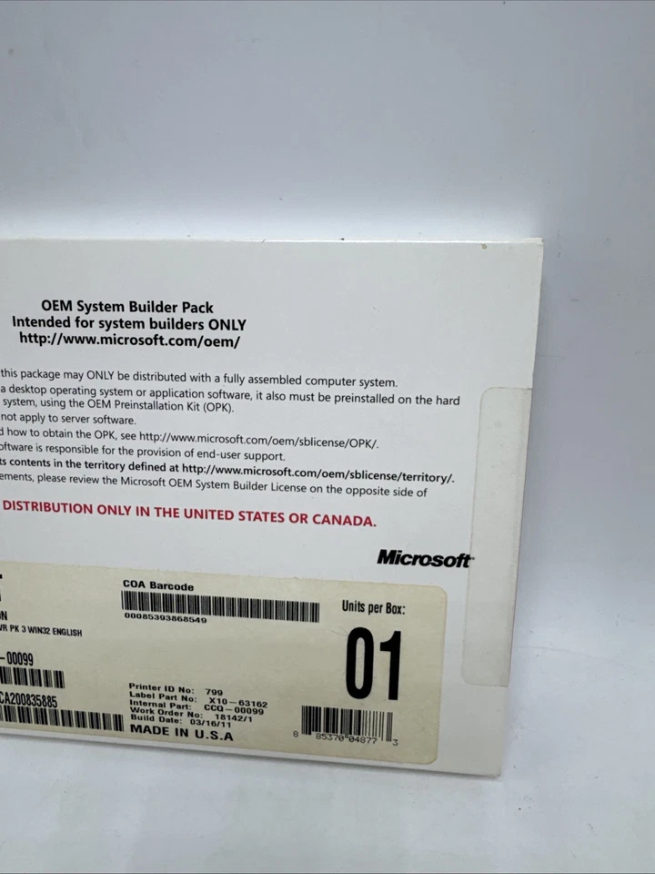 Microsoft Windows Home Server OEM System Builder Pack Made In USA X10-63162 New - Image 4 of 4