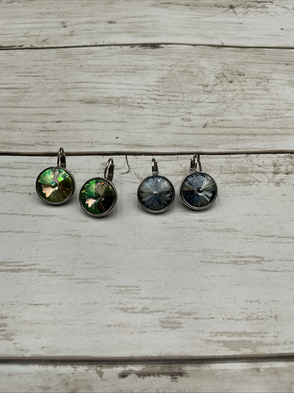Sparkling Rivoli Crystal Leverback Earrings in Iridescent Multi-Color Finishes
