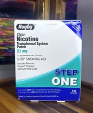 Rugby 21mg Nicotine Transdermal System Patch - 14 Count- NEW SEALED- Exp 04/2027