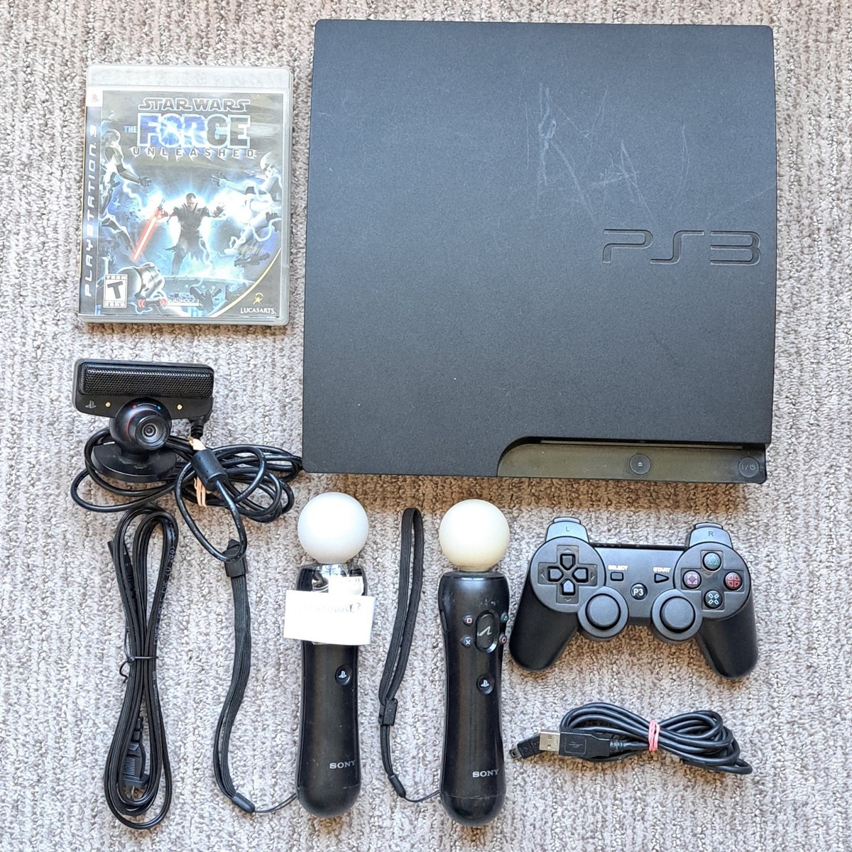 Sony PlayStation 3 PS3 Slim 160GB 3001a Console Move Eye Camera