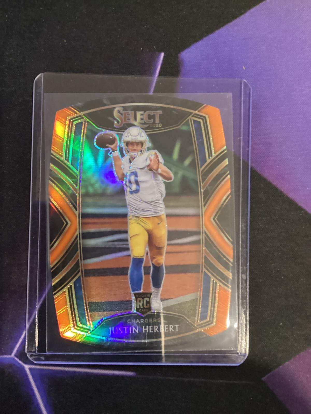 2020 Panini Select - Club Level Justin Herbert #244 Orange Prizm Die-Cut (RC)