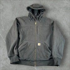 Carhartt Rain Defender Hoodie Mens Medium Black Quilted Jacket 103312 001 Zip Up