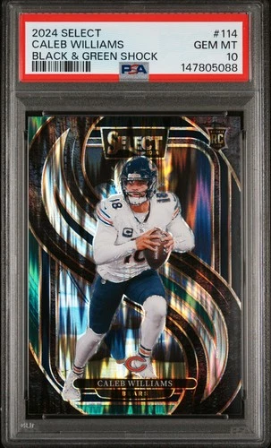 2024 PANINI SELECT BLACK & GREEN SHOCK #114 CALEB WILLIAMS ROOKIE RC PSA 10