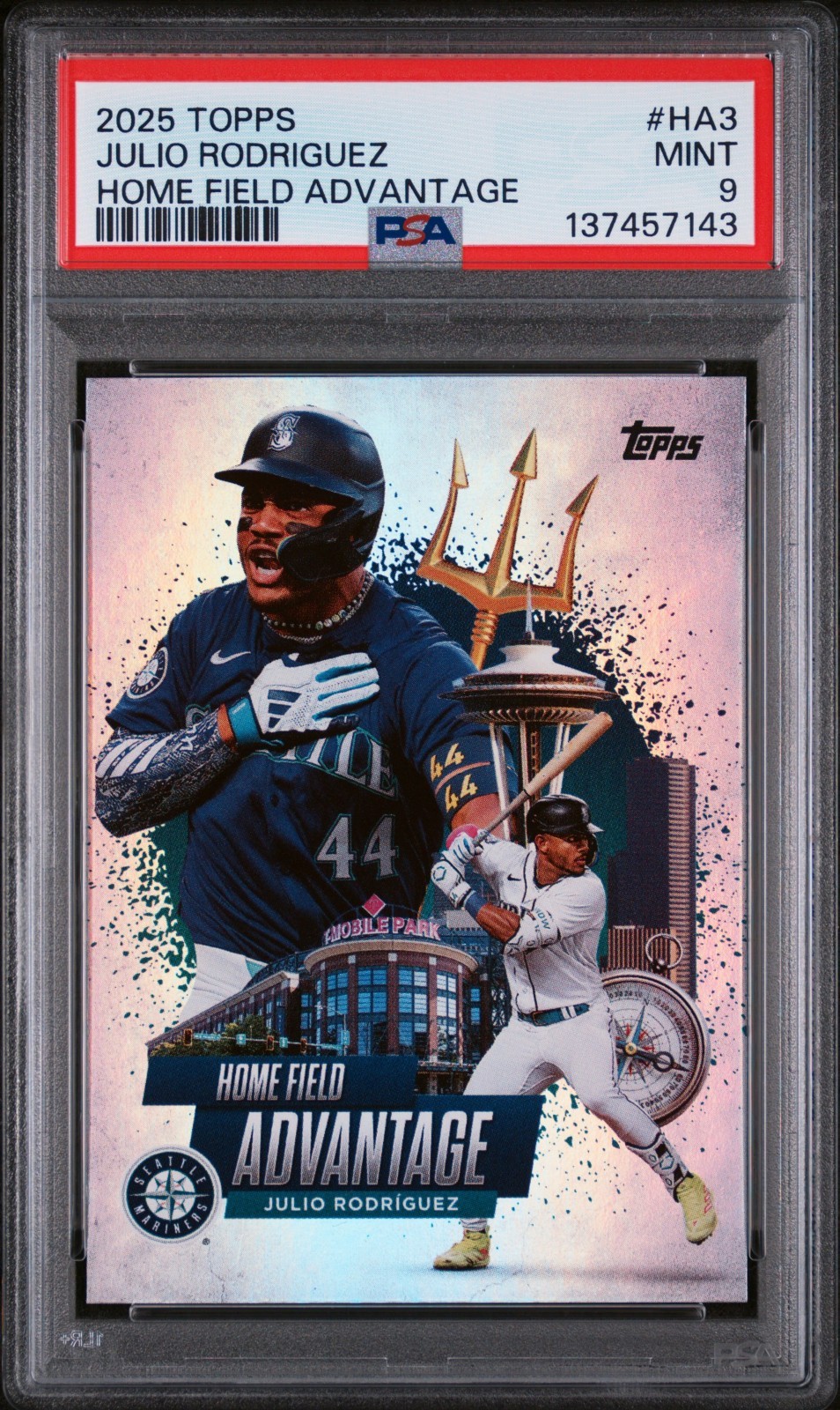 2025 Topps Home Field Advantage #HA-3 Julio Rodriguez PSA 9 Case Hit Mariners
