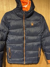 Spyder Blue Insulated Hooded Puffer Jacket Coat Youth M 10/12 Broncos Colors