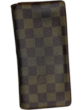 Louis Vuitton Brazza Long Bifold Wallet Men's Damier Ebene Brown Coated Canvas