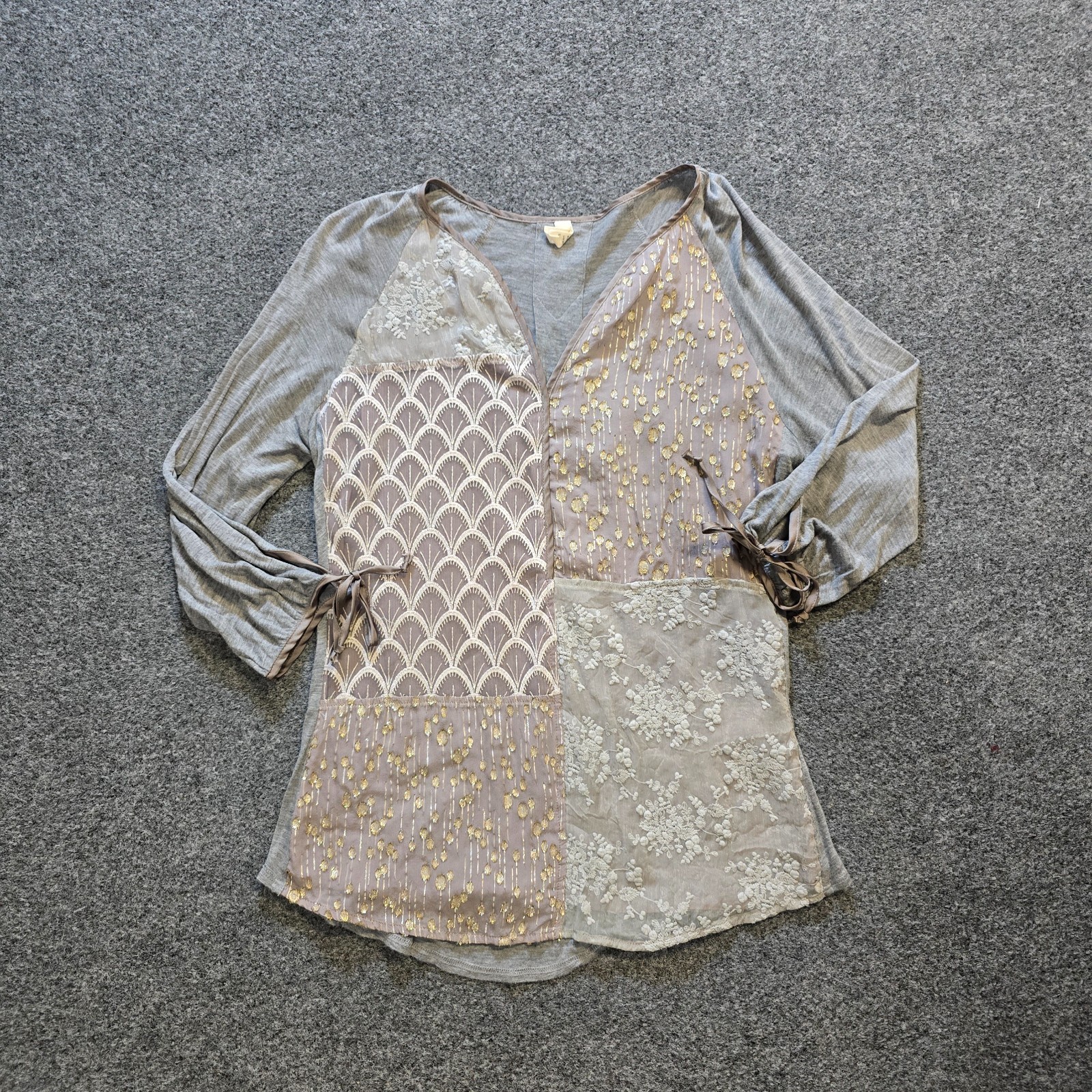 Tiny Top Womens Size Small Gray Patchwork Boho Sh… - image 1