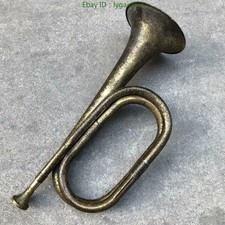 Retro Military Bugle Copper Trumpet Red Army Nostalgic Decor Prop Replica