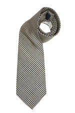 Drakes London Tie Handmade For Barneys NY Print Blue White & Yellow Silk Print