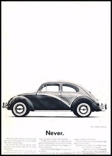 1961 VW Volkswagen Beetle NEVER Vintage Advertisement Print Art Car Ad J274