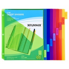 8-Tab Binder Dividers - Index Pockets Divider for 3 Ring Binders, 3-Hole Plas...