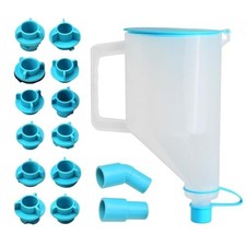 Oil Funnel Kit 15-Pc 1.5-Qt No-Spill 14 Adapters Universal One-Handed Car Blue