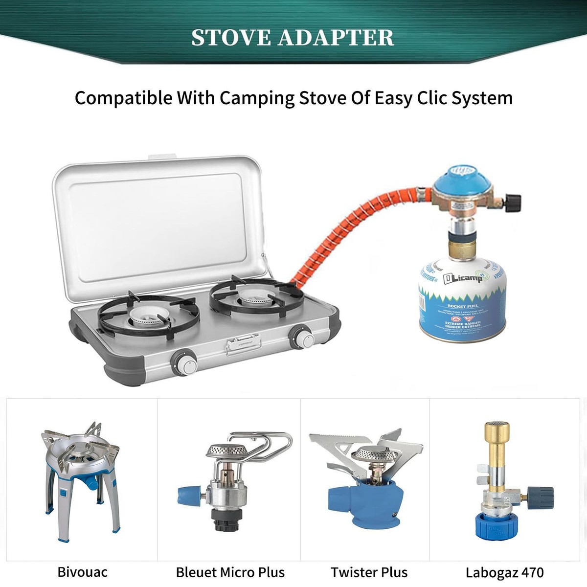Easy Clic Cooker with Threaded Gas Canister Adapter Campingaz