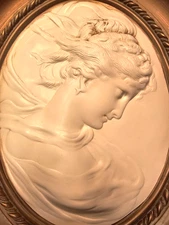 Antique Cameo Wall Plaque Art Nouveau Plaster Relief Portrait Wall Hanging 17.25