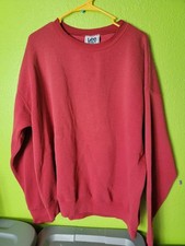 Lee Sport Vintage Crewneck Sweatshirt Made In USA Red Pullover Nutmeg Mill Blank