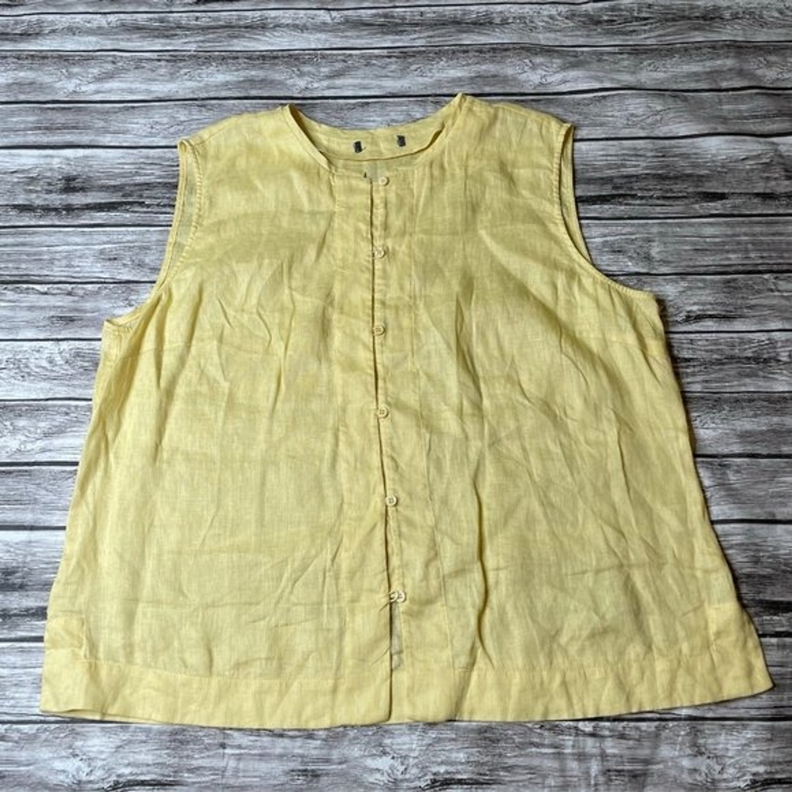 Unbranded 100% Linen Sleeveless Button Up Button … - image 3