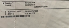 Bosch 00702092 Ice Maker