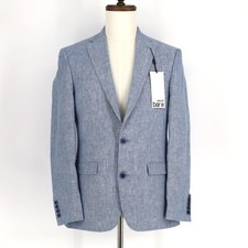 Bar III Men's Light Blue Linen Summer Casual Slim Formal Suit Jacket Size 36R