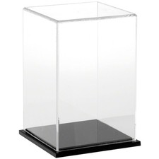 Plymor Clear Acrylic Display Case with Black Base, 4" W x 4" D x 6" H