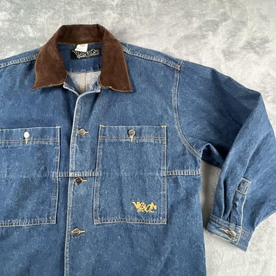 Vintage Vision Sports Gear Jacket Mens Medium Blue Denim Chore Coat Workwear 90s