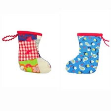 VTG Quilt Style Mini Stocking Ornament Patchwork Handmade Christmas  Cottagecore