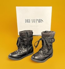 Stivali da combattimento neri con zip taglia 8 metà polpaccio foderati in pelliccia coppia sogno ragazzi ragazze unisex