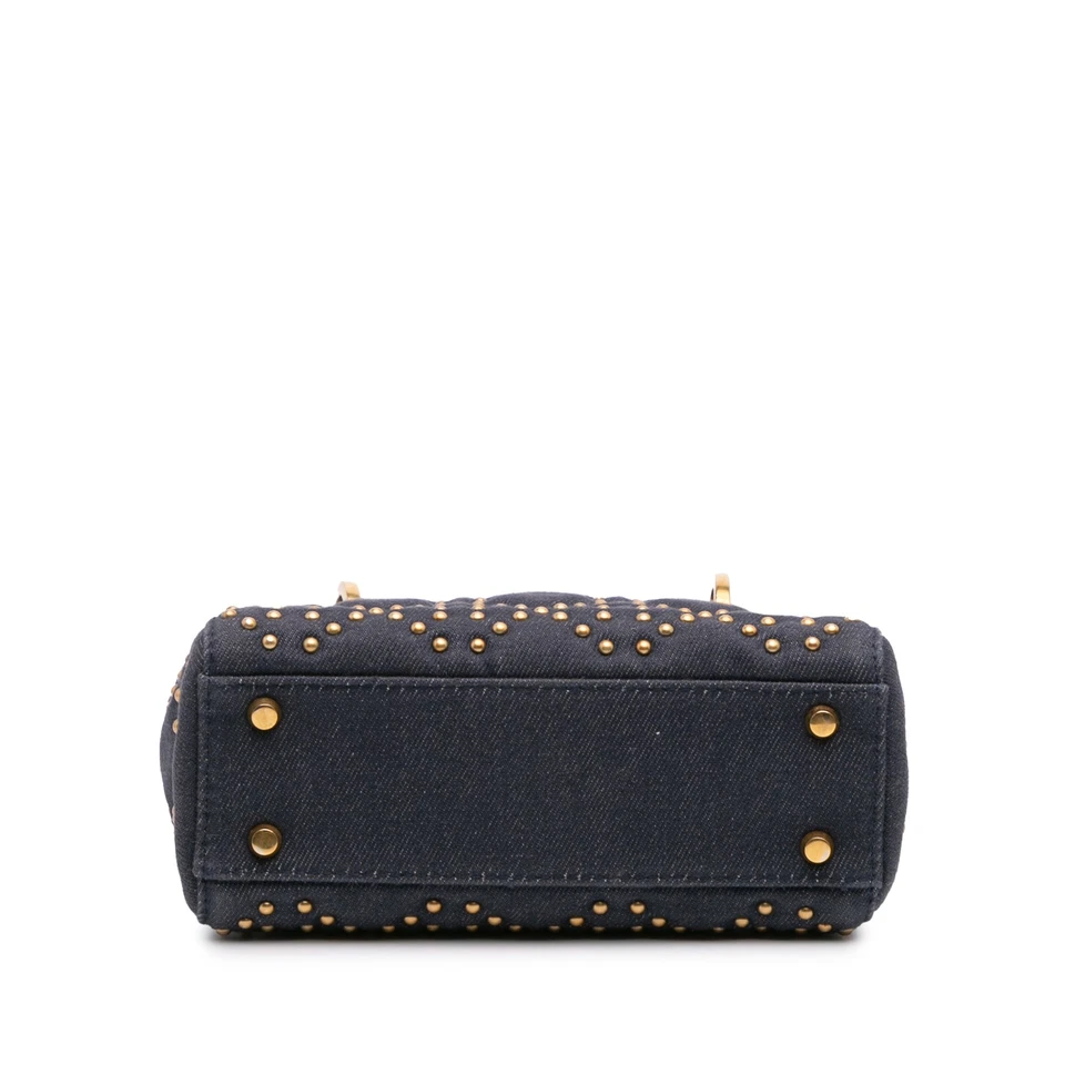 Authenticated Dior Mini Denim Cannage Studded Supple Lady Dior Blue - Image 3 of 4