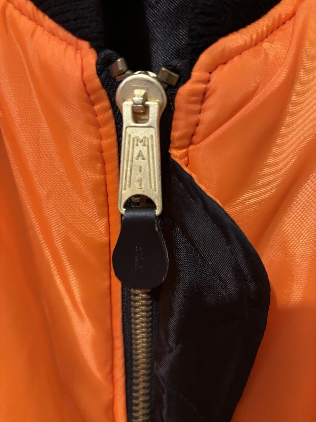 Rothco Men's MA-1 Reversible Bomber Jacket Black/Orange Full Zip Satin Nylon XL - product detail image 9