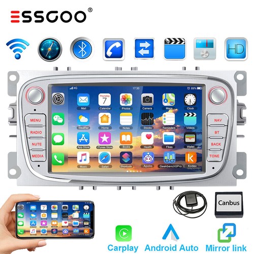 Autoradio Android 14 Carplay GPS Navi WIFI RDS Für Ford Focus MK2 Mondeo C S Max - Bild 1 von 13