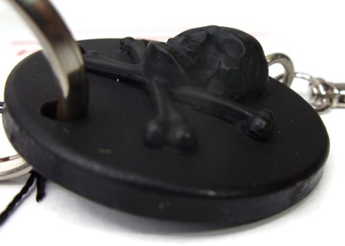 Sobral Brazil Black Embossed Skull Artist Made Key Chain Ring - Picture 6 of 7