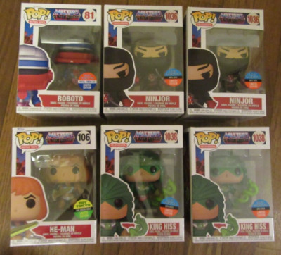 (6) Funko Pop! Masters of the Universe He-Man Roboto Ninjor King Hiss Lot New