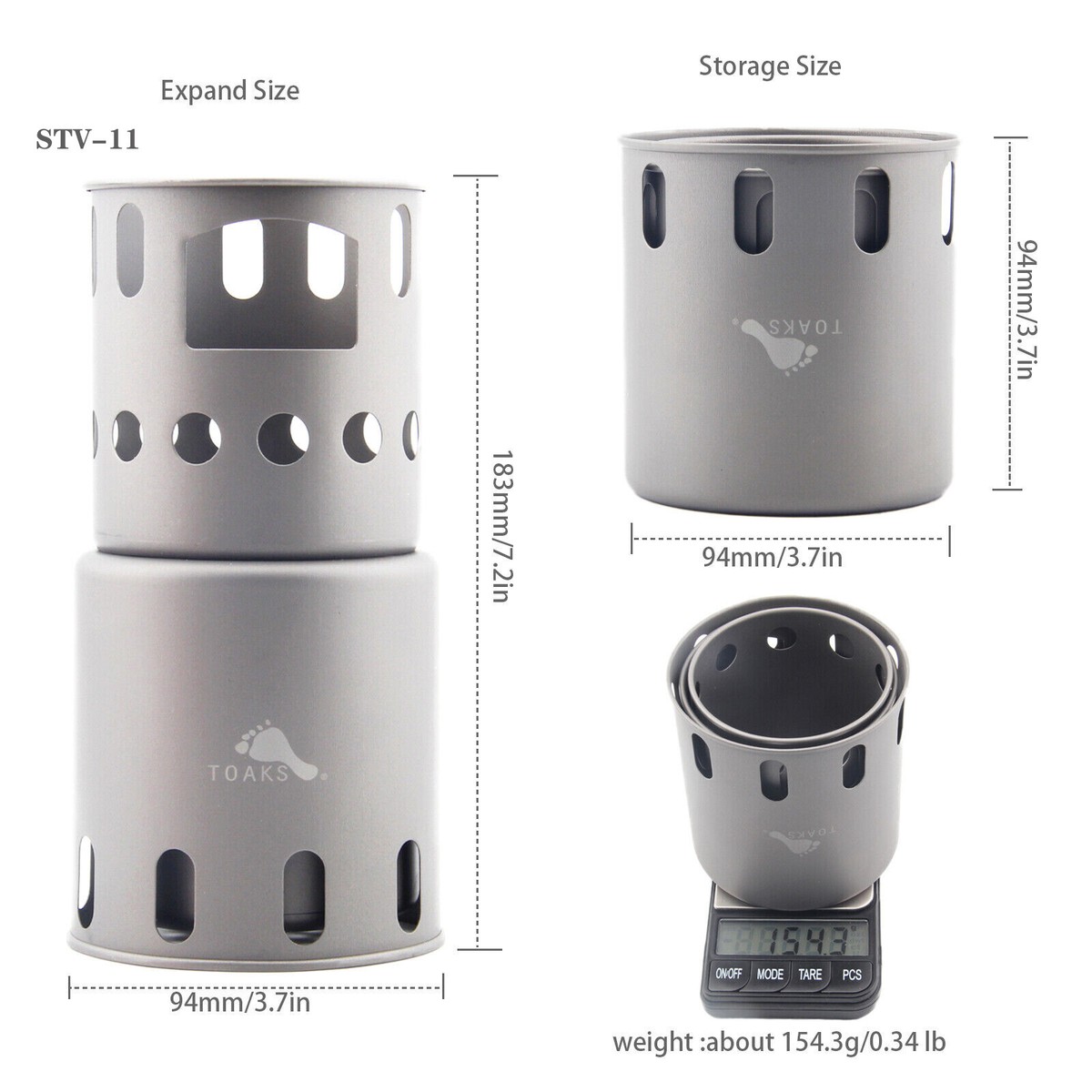 TOAKS Titanium Wood Stove Ultralight Portable Wood Burning Stove | eBay