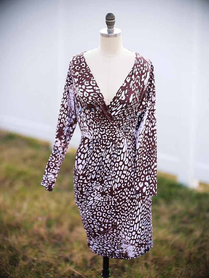Vestido Emilio Pucci Italia Talla S Imitación Envoltura Cachemira Leopardo Animal Arte Óptico Foto 4 de 4