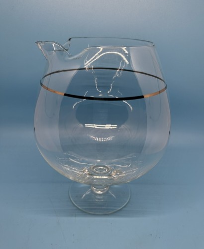 Set Of MCM Dorothy Thorpe Style Pitcher Decanter 6 Roly Poly Silver Trim Glasses - Picture 5 of 23