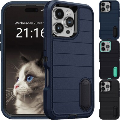 For Apple iPhone 16 Pro Max/16 Plus Kickstand Case 3in1 Heavy Duty Phone Cover